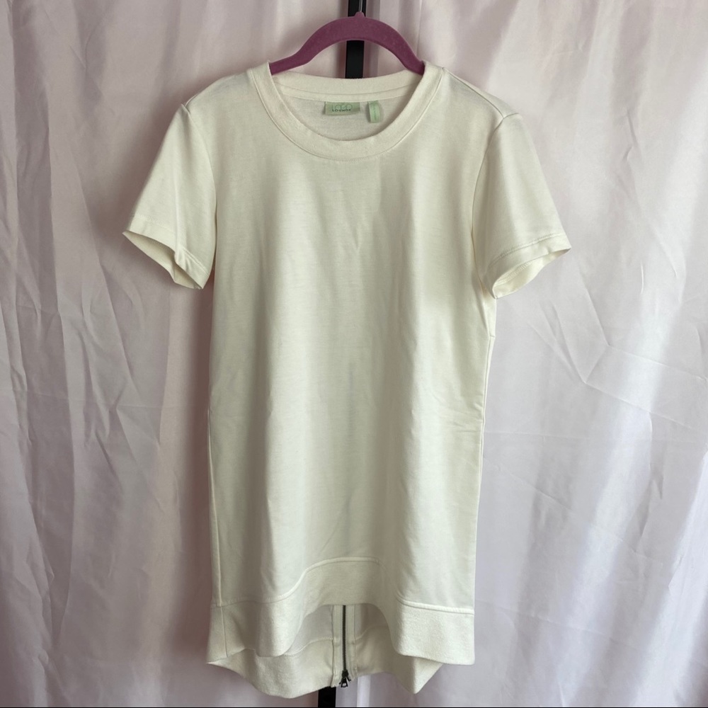 Logo Lounge White Top with Zip Back Design, XXS